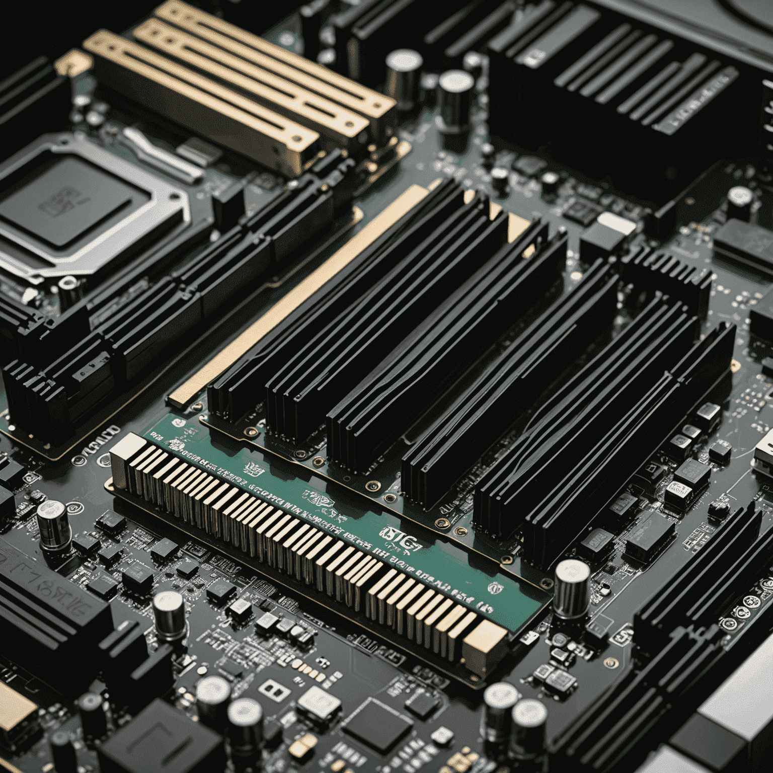 A high-performance RAM stick next to a gaming PC motherboard, showcasing the importance of memory in gaming setups