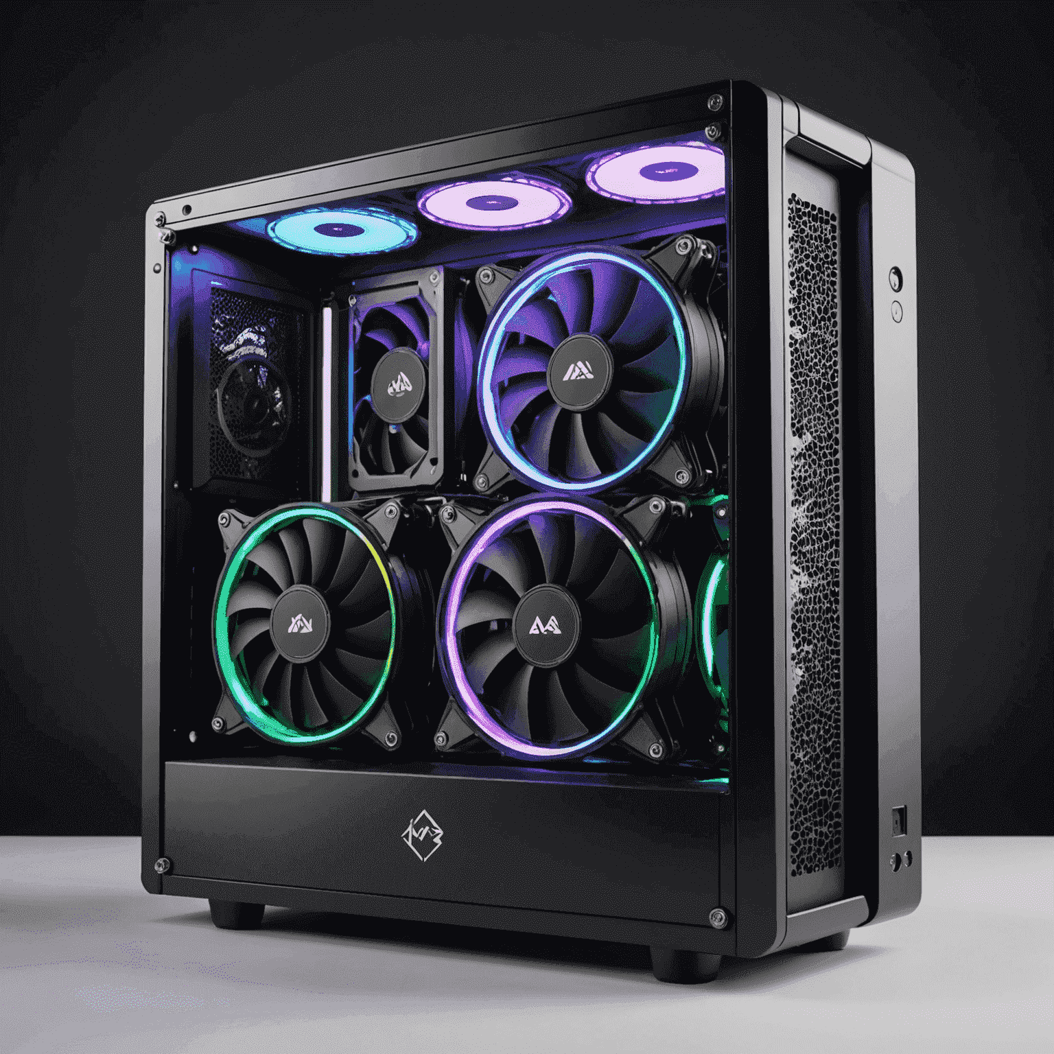 An AIO liquid cooler with a 240mm radiator and RGB fans mounted to the top of a gaming PC case