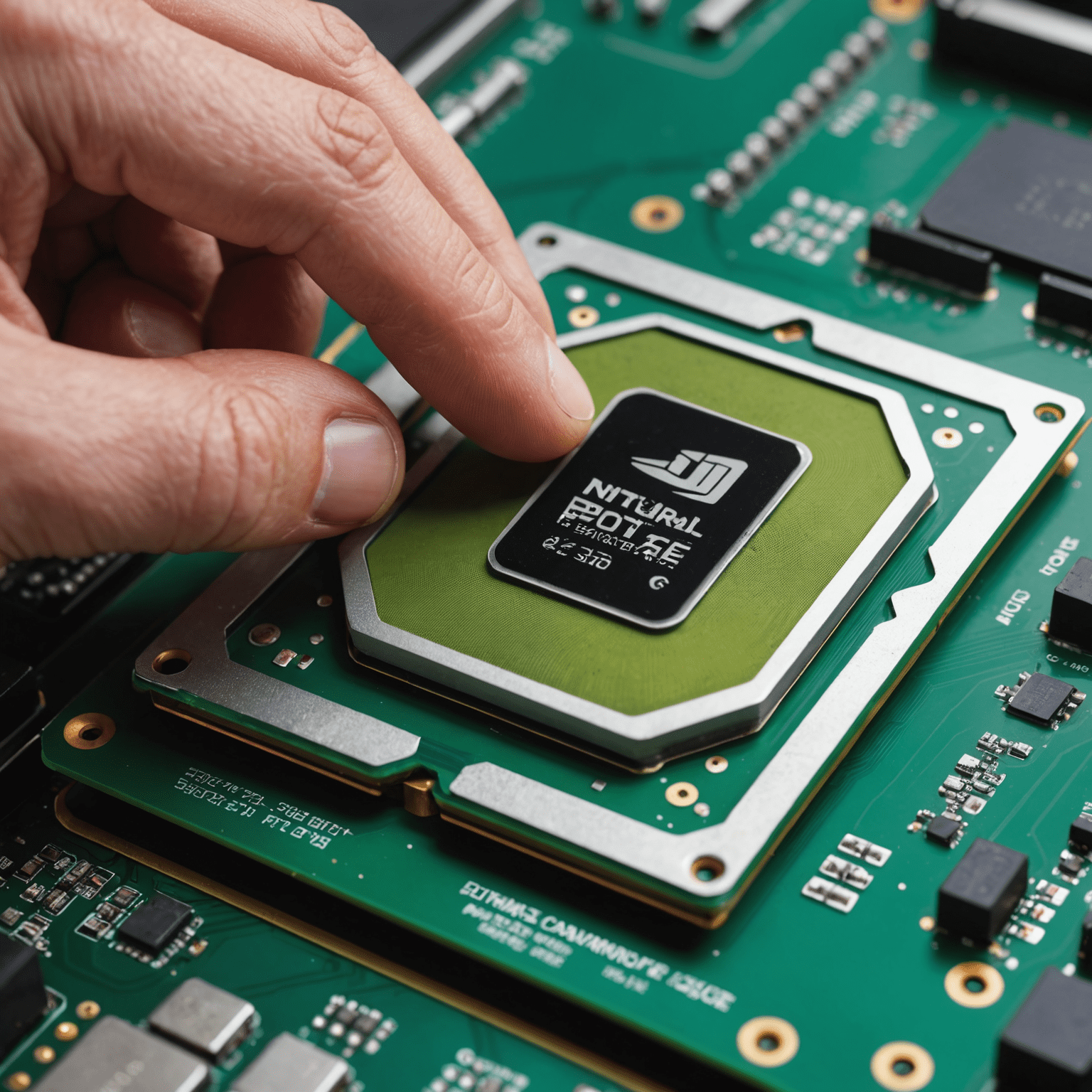 Close-up of a CPU with thermal paste being applied using the pea method